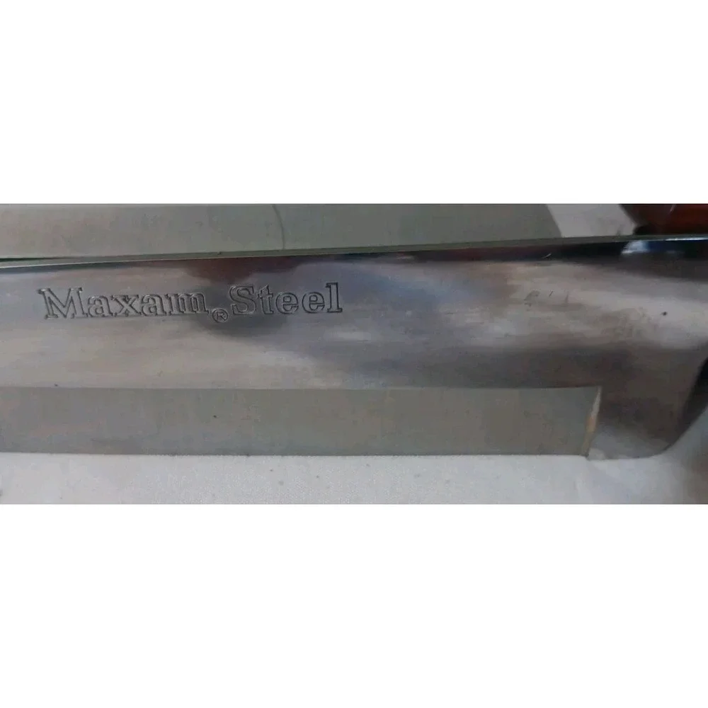 Vtg Maxam Steel Kitchen Knife Box Set Carving Chef's Meat Wood Handle 8